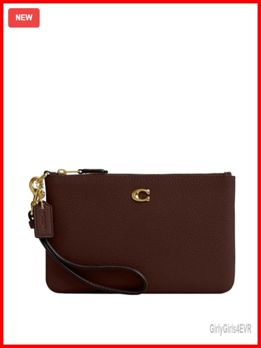 Leather Wristlet Wallet with Zip Closure and Card Slots